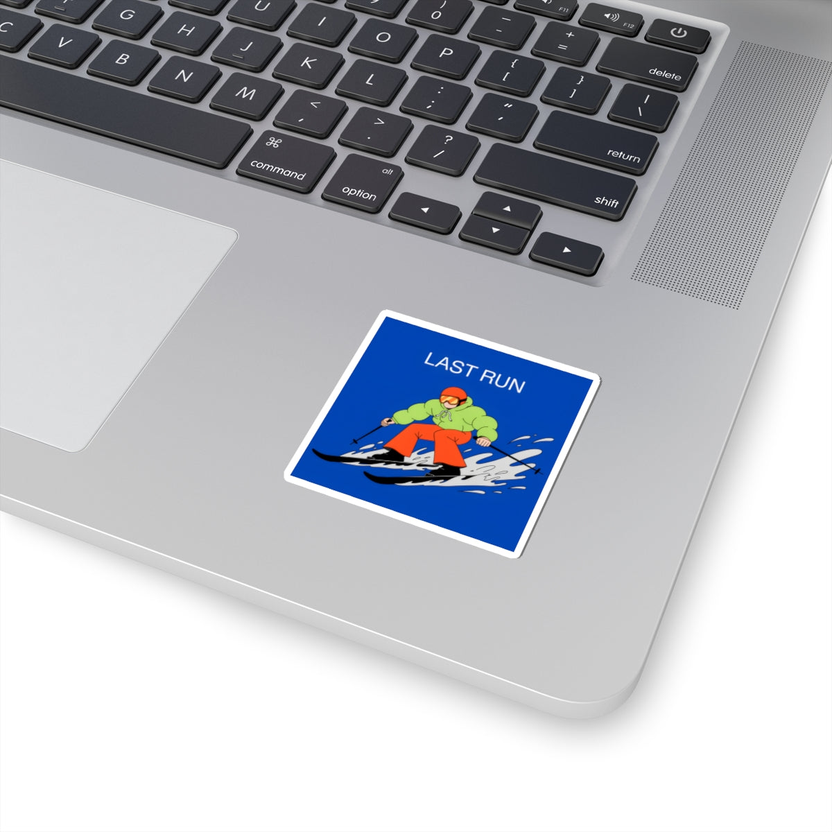 Ski 'Last Run' Kiss-Cut Sticker — Retro Skier Decal for Snow Sports Fans