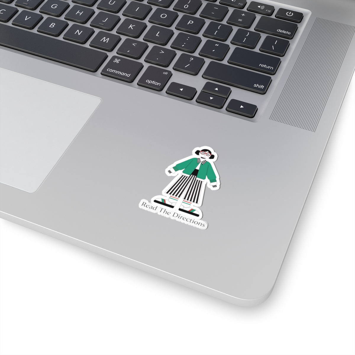 Read The Directions Sticker — Retro Girl Character Laptop Sticker