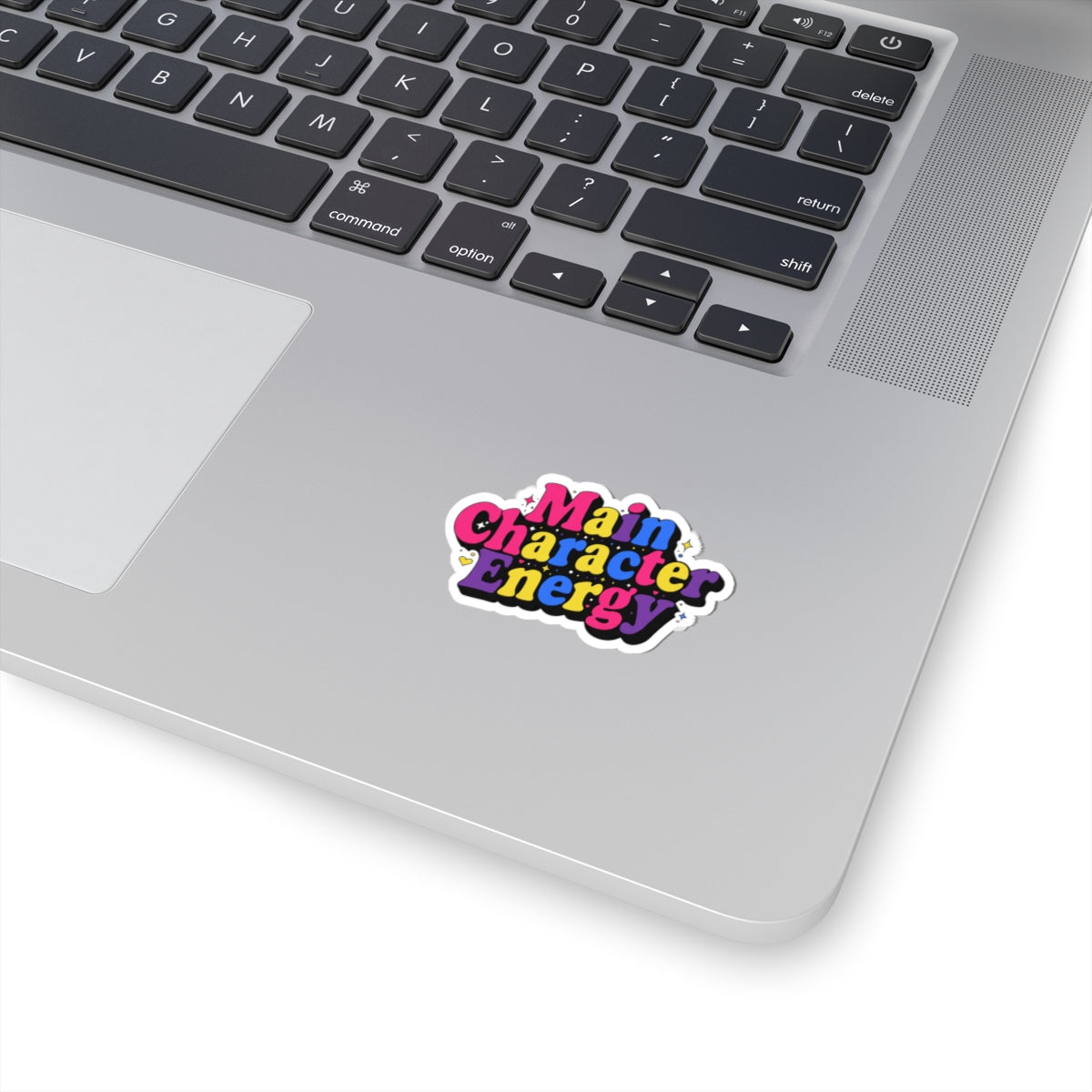 Main Character Energy Kiss-Cut Sticker — Colorful Retro Badge for Laptops & Journals