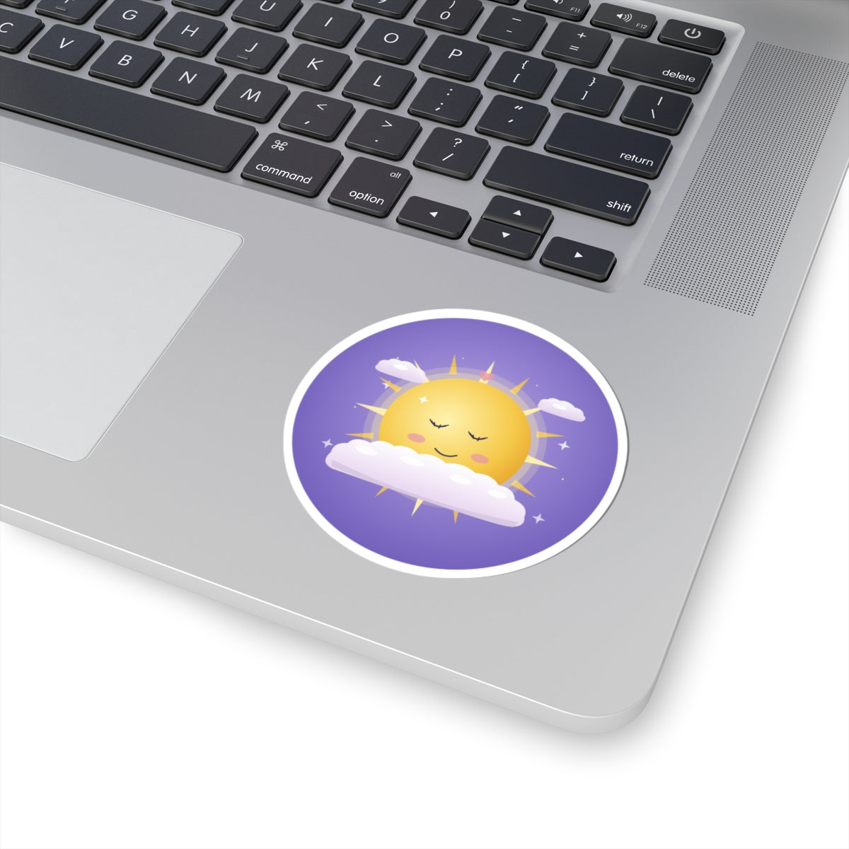 Kawaii Sleeping Sun Kiss-Cut Sticker – Cute Celestial Vinyl Decal for Laptops & Planners