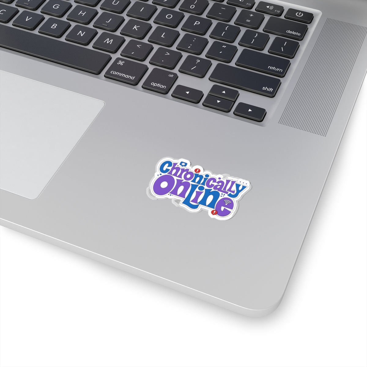 Chronically Online Sticker — Retro Bubble Text Laptop Sticker