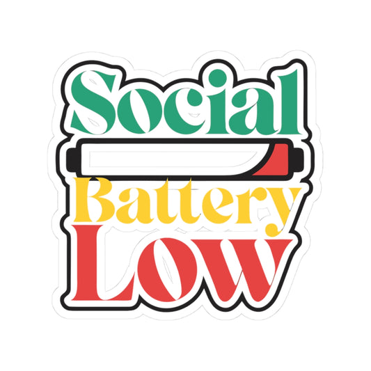 Social Battery Low Sticker — Retro Colorful Low Battery Decal
