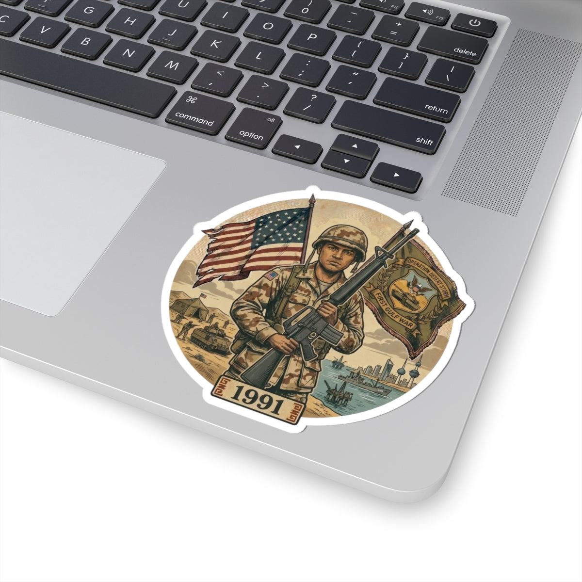 Operation Desert Storm Vintage Soldier Kiss-Cut Sticker