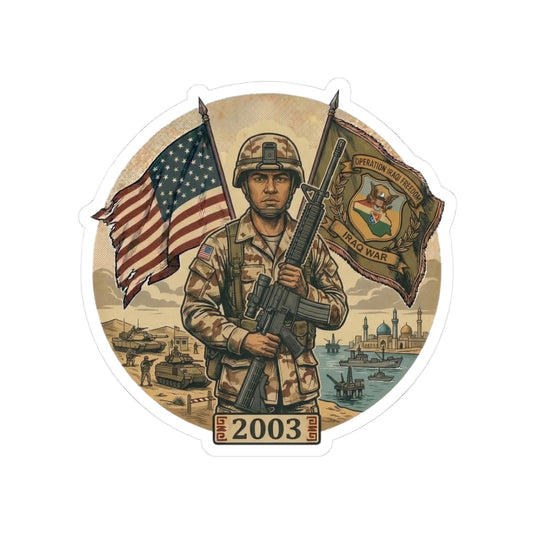 Operation Iraqi Freedom Vintage Soldier Kiss-Cut Sticker
