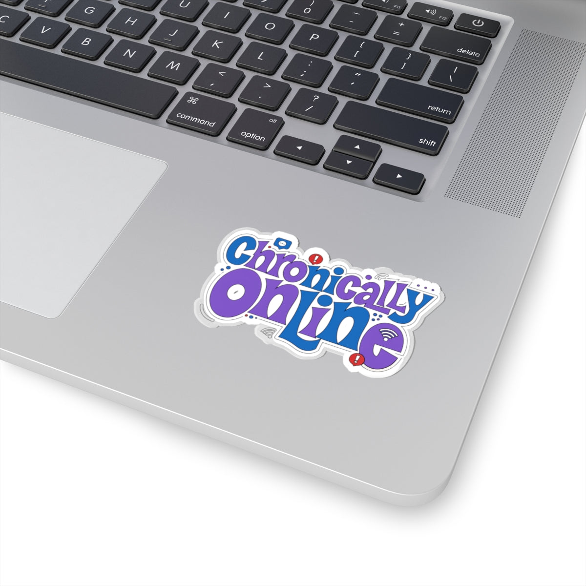 Chronically Online Sticker — Retro Bubble Text Laptop Sticker