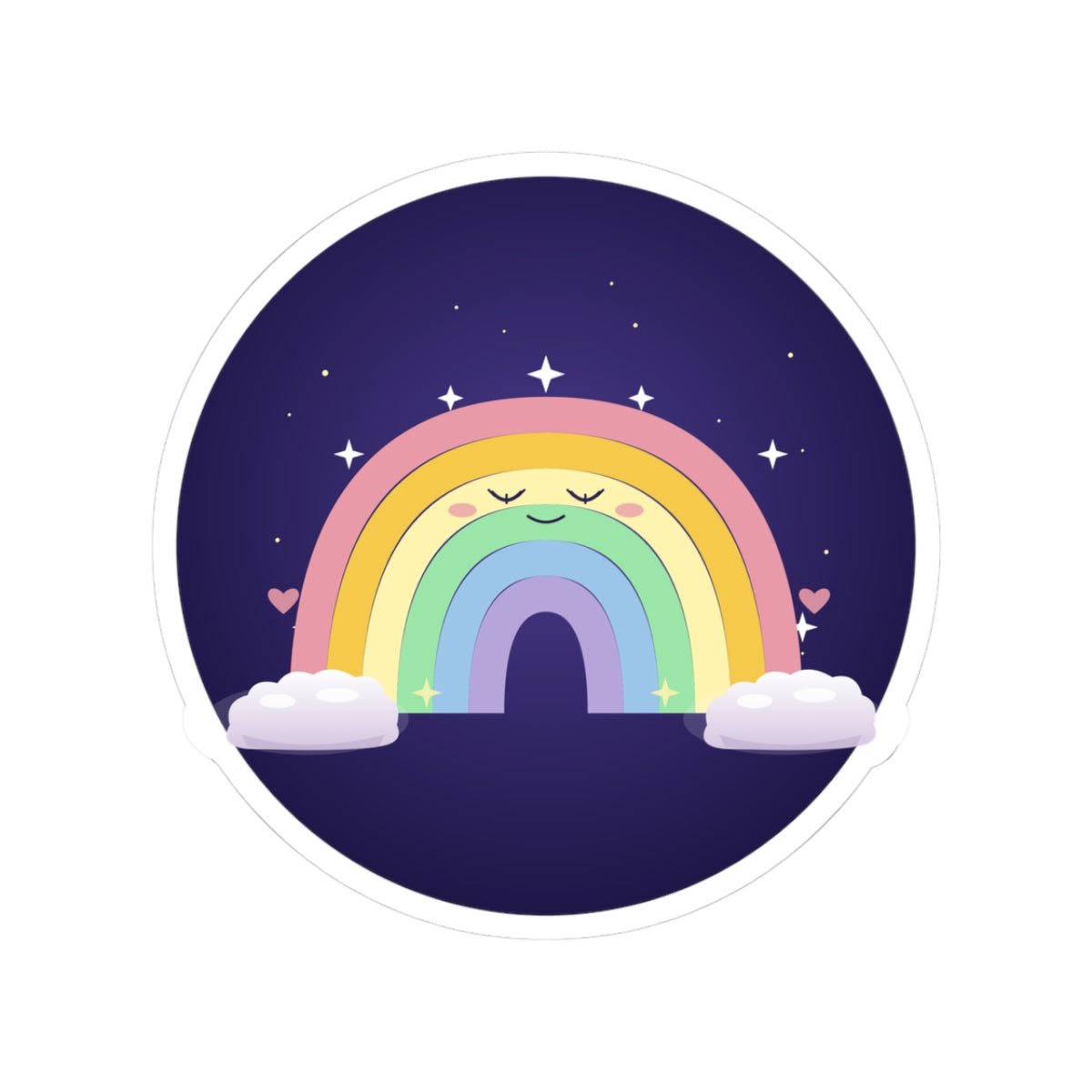 Cute Rainbow Sticker — Kawaii Pastel Rainbow Kiss-Cut Sticker for Laptops & Journals