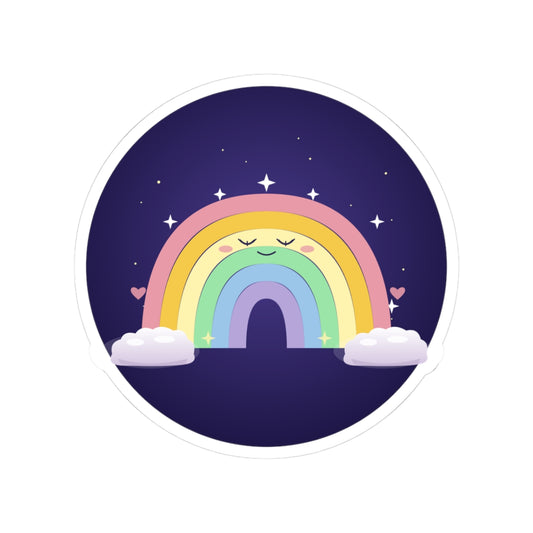 Cute Rainbow Sticker — Kawaii Pastel Rainbow Kiss-Cut Sticker for Laptops & Journals