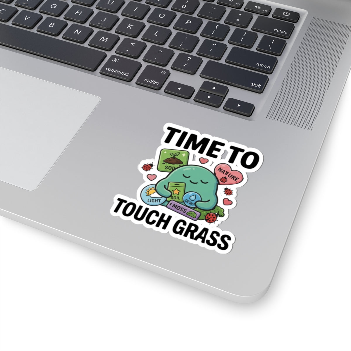 Time To Touch Grass Sticker — Cute Nature Self‑Care Kiss‑Cut Sticker