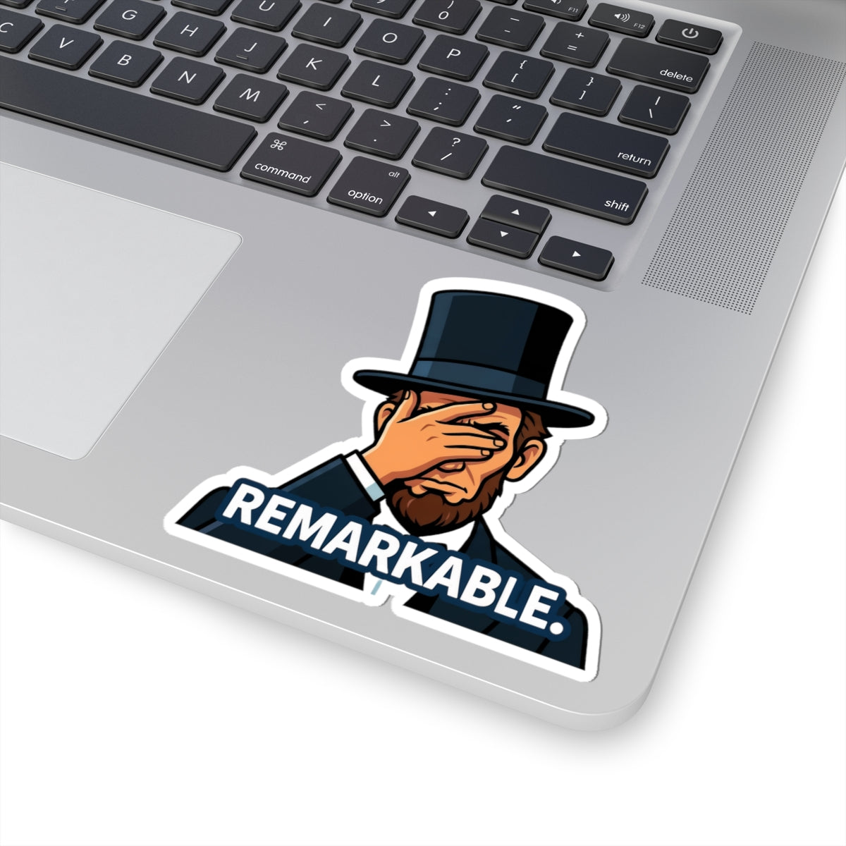 Remarkable Lincoln Facepalm Sticker — Funny Historical Character Kiss-Cut Decal for Laptops & Water Bottles
