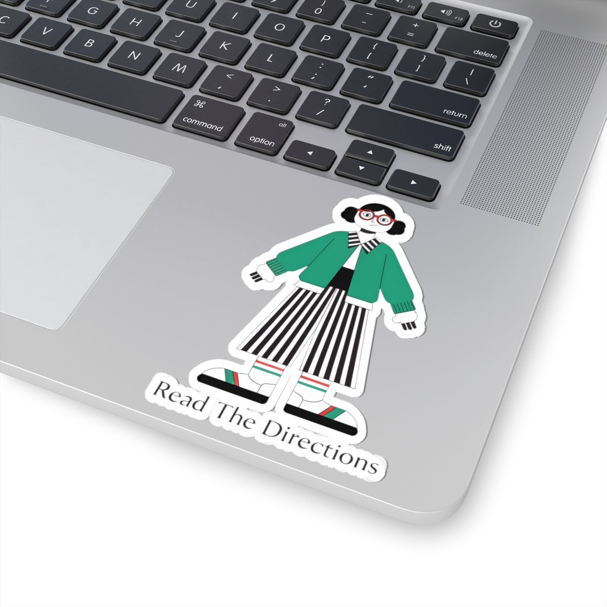 Read The Directions Sticker — Retro Girl Character Laptop Sticker