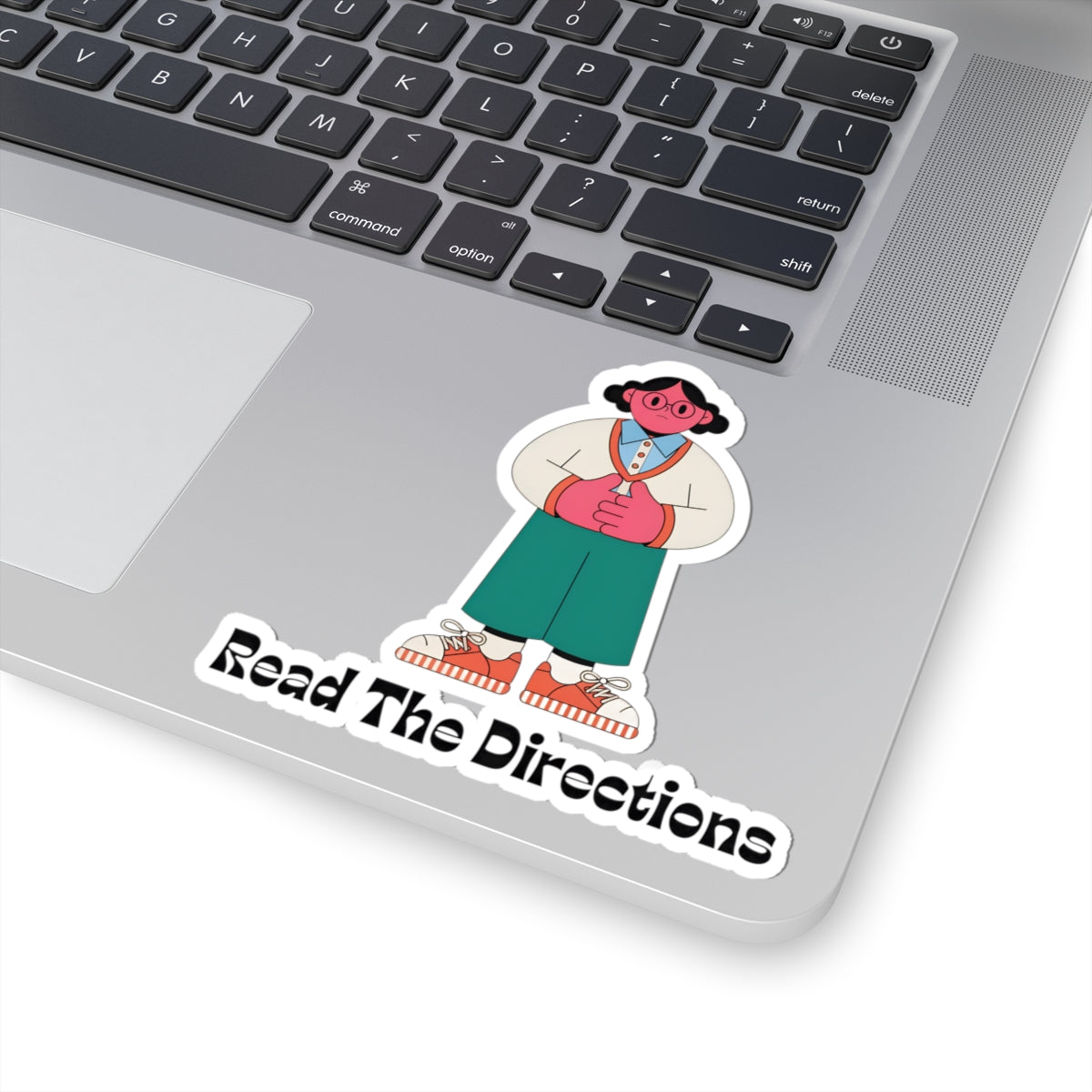 Read The Directions Sticker — Cute Instructional Character Kiss-Cut Sticker for Laptops & Notebooks