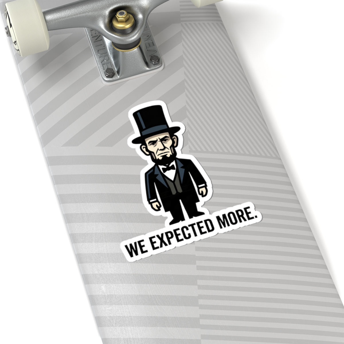 Historical Cartoon Sticker — “We Expected More.” Kiss-Cut Laptop Sticker