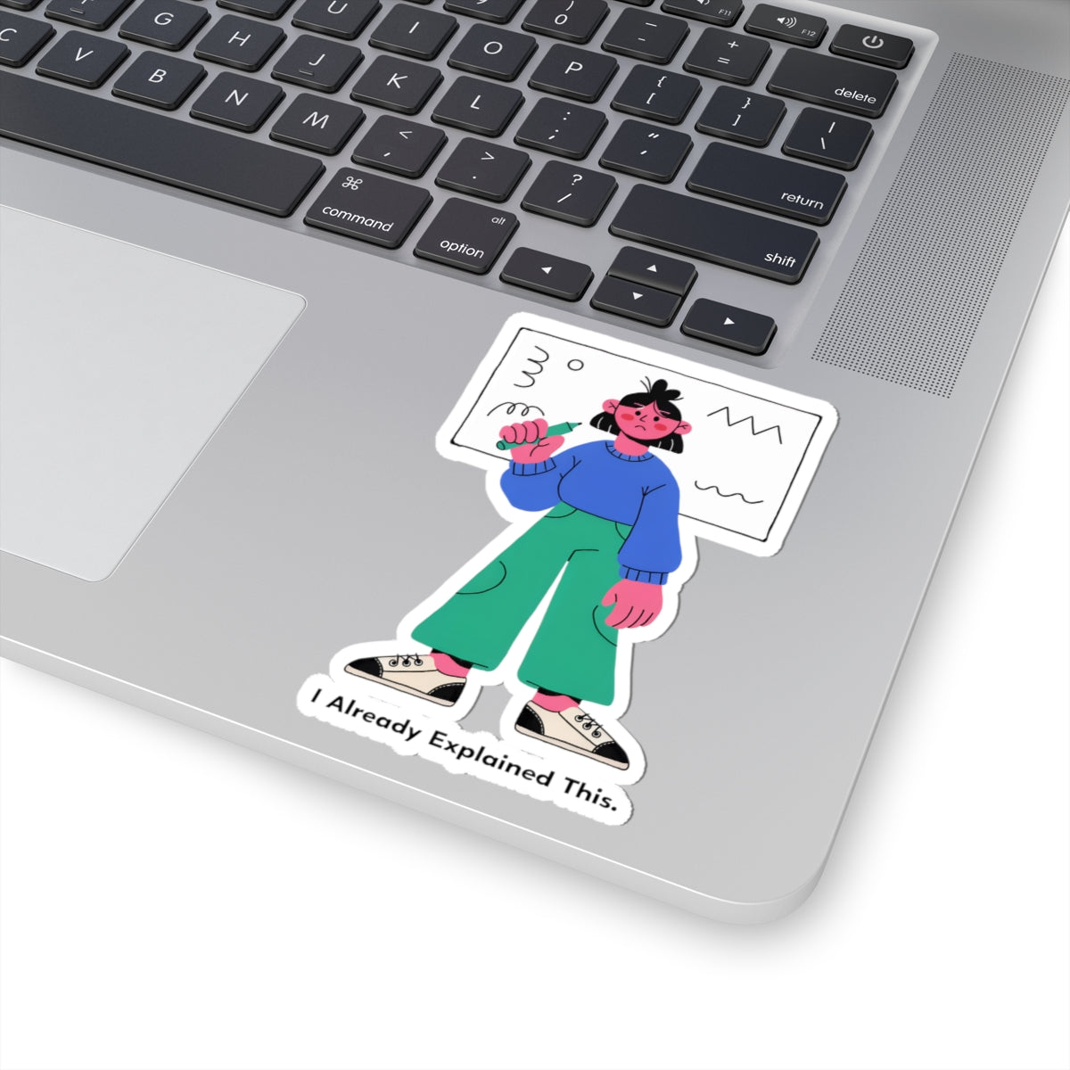 Kiss-Cut Sticker — 'I Already Explained This' Teacher/Professor Humor Laptop Decal