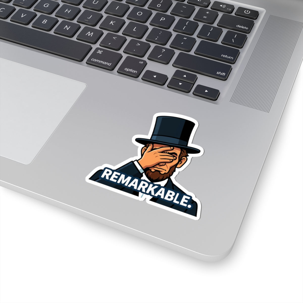 Remarkable Lincoln Facepalm Sticker — Funny Historical Character Kiss-Cut Decal for Laptops & Water Bottles