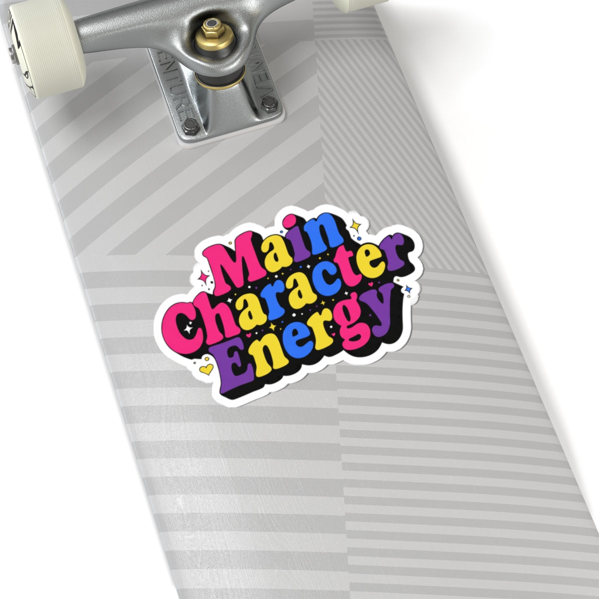 Main Character Energy Kiss-Cut Sticker — Colorful Retro Badge for Laptops & Journals
