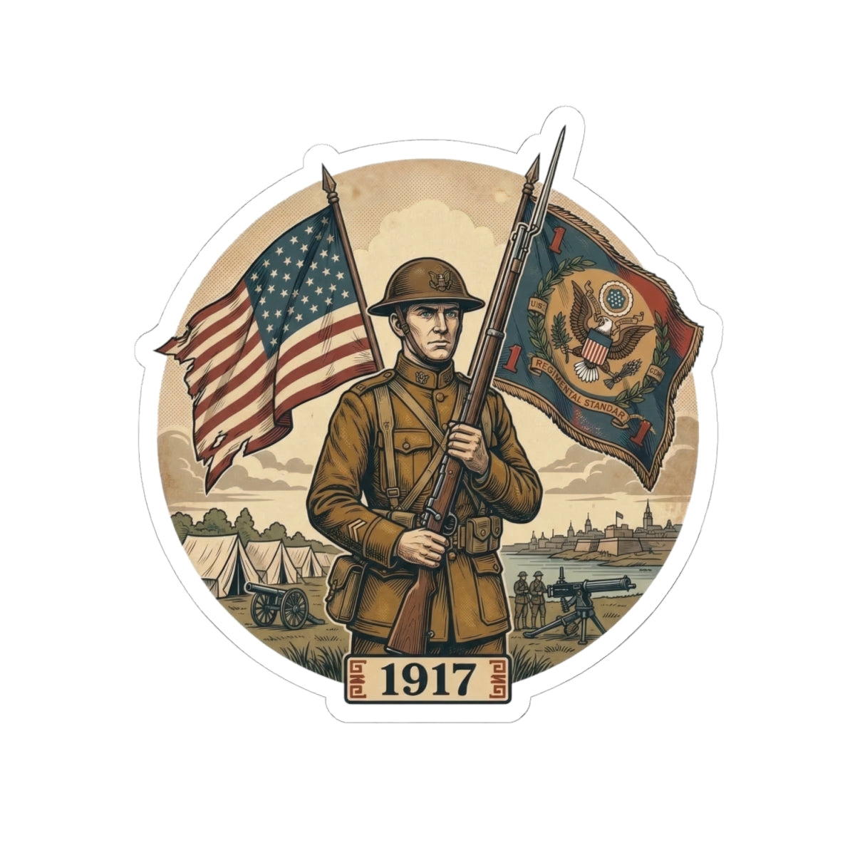 WWI Soldier 1917 Kiss-Cut Sticker