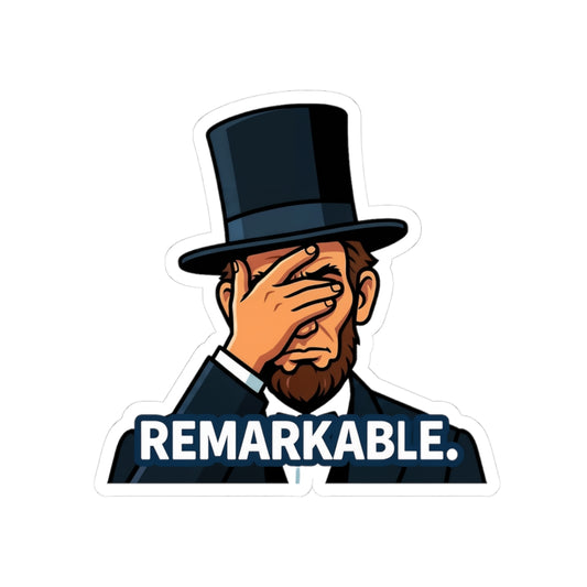 Remarkable Lincoln Facepalm Sticker — Funny Historical Character Kiss-Cut Decal for Laptops & Water Bottles