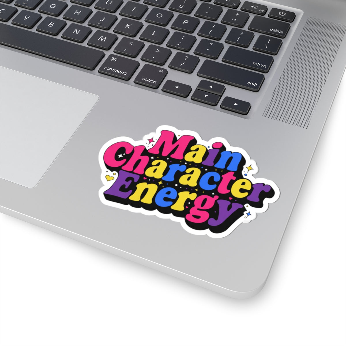 Main Character Energy Kiss-Cut Sticker — Colorful Retro Badge for Laptops & Journals