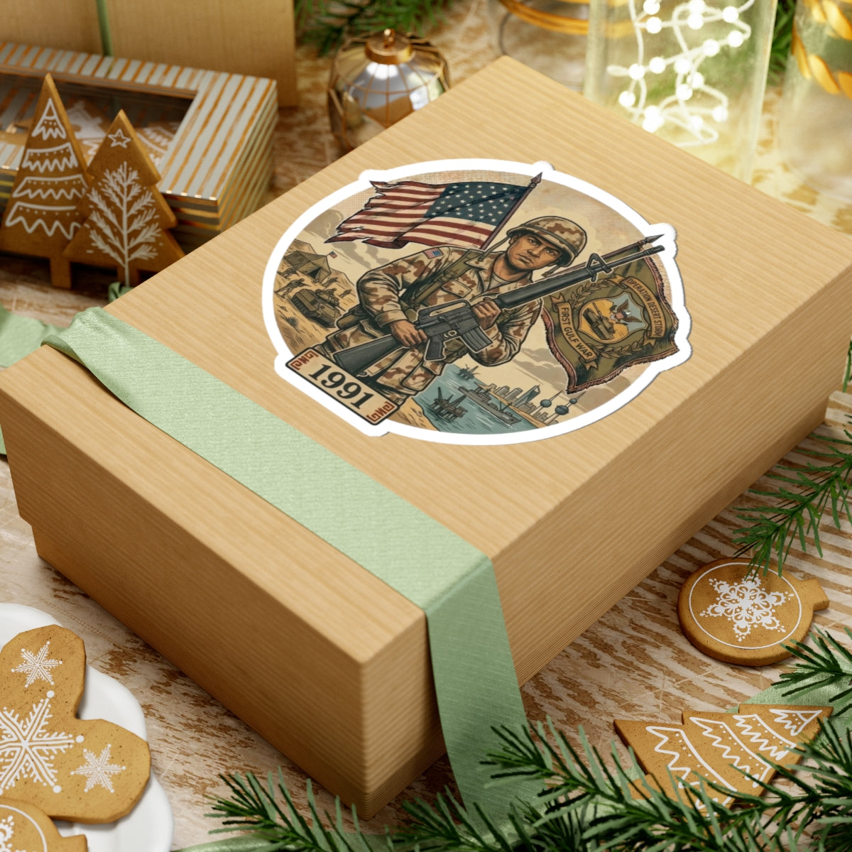 Operation Desert Storm Vintage Soldier Kiss-Cut Sticker