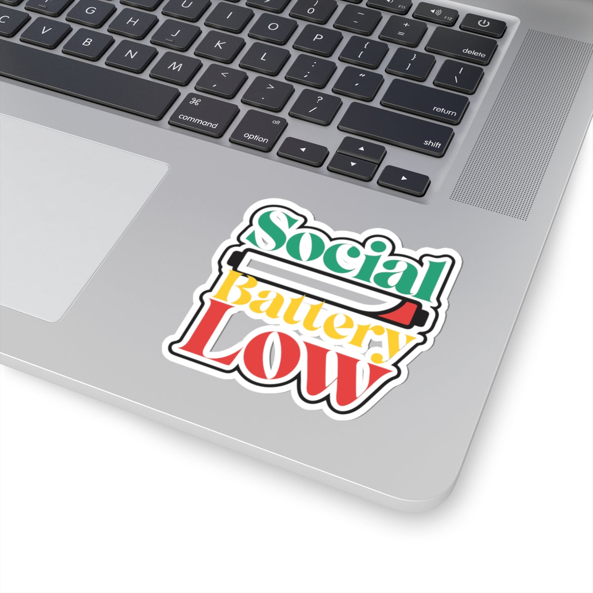 Social Battery Low Sticker — Retro Colorful Low Battery Decal