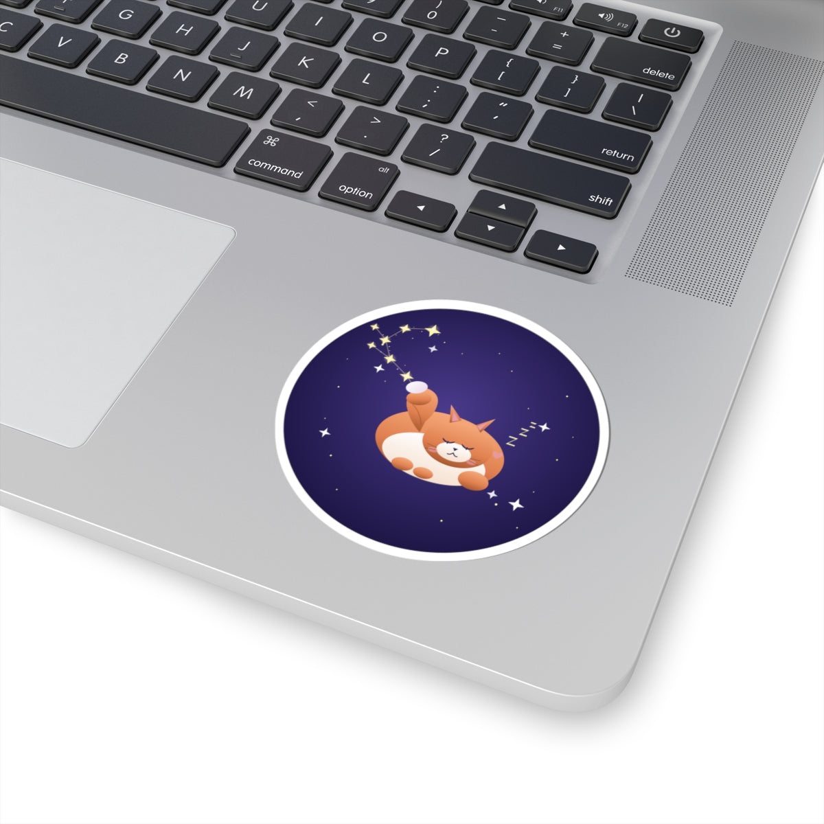 Sleeping Cat Moonlight Sticker — Cute Night Sky Kiss-Cut Decal