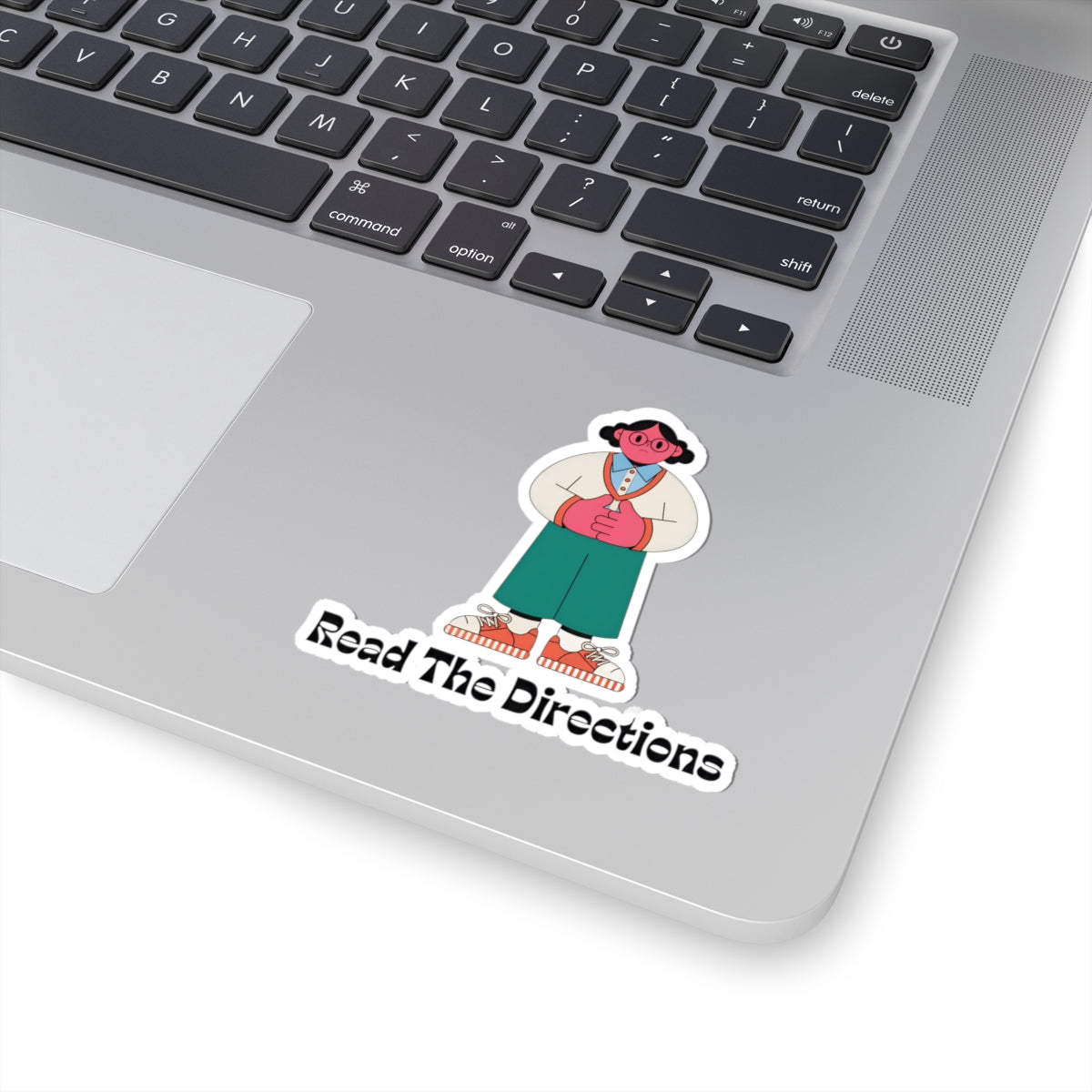 Read The Directions Sticker — Cute Instructional Character Kiss-Cut Sticker for Laptops & Notebooks