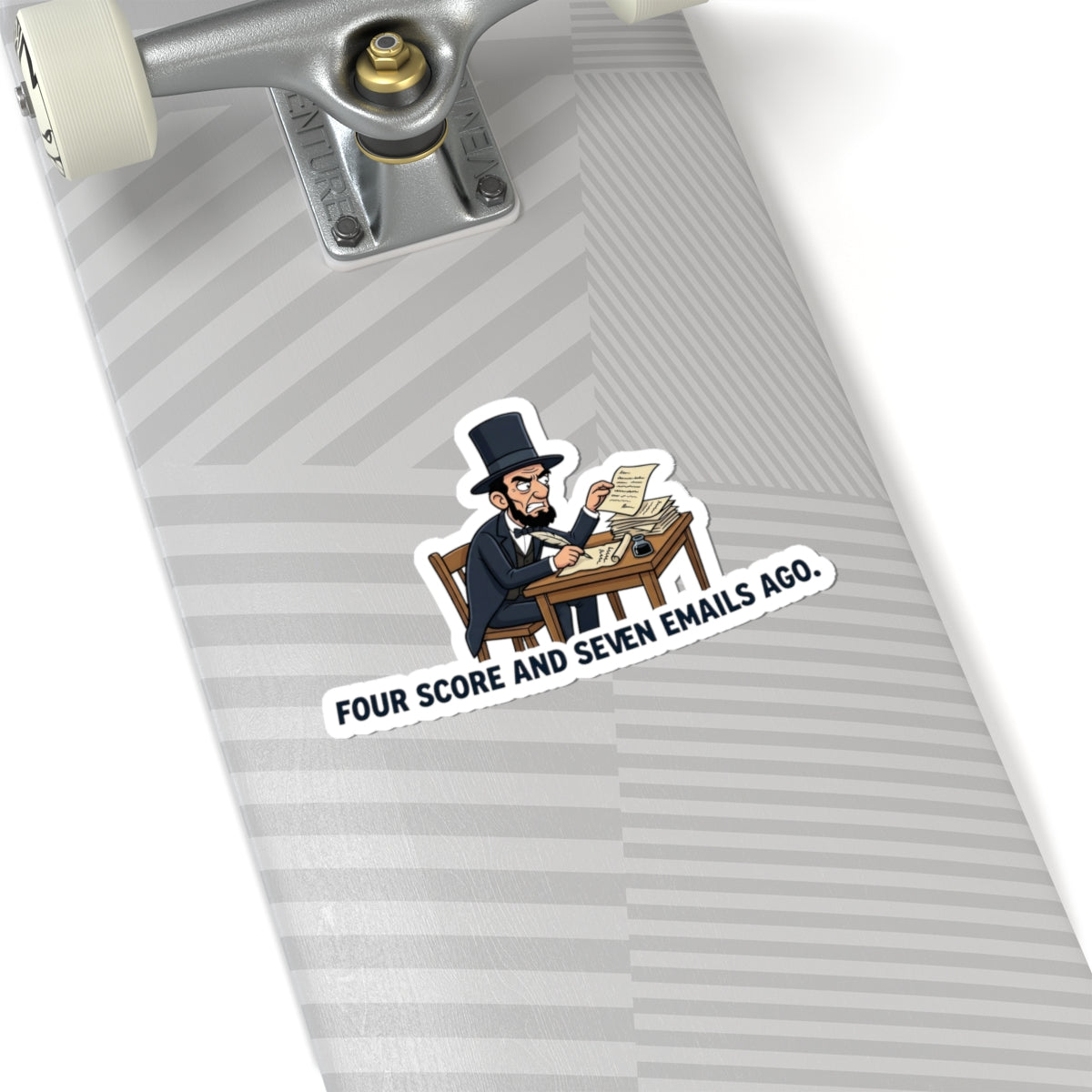 Kiss-Cut Sticker — Funny Abraham Lincoln "Four Score and Seven Emails Ago" Laptop Decal