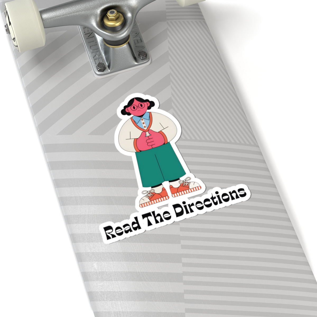 Read The Directions Sticker — Cute Instructional Character Kiss-Cut Sticker for Laptops & Notebooks