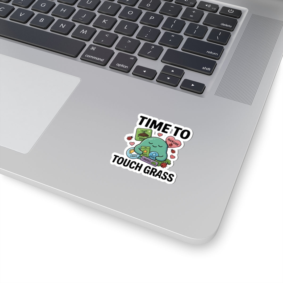 Time To Touch Grass Sticker — Cute Nature Self‑Care Kiss‑Cut Sticker