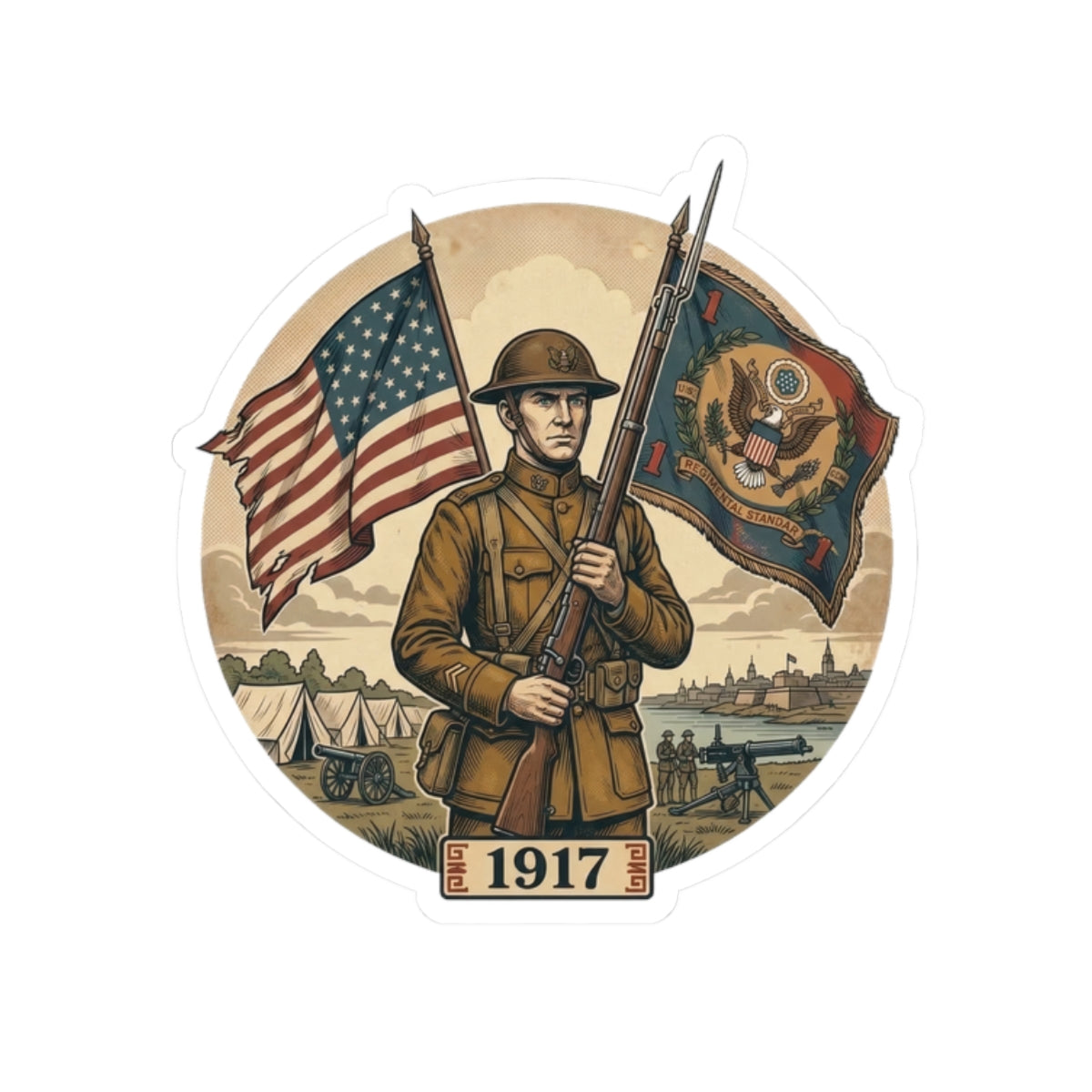 WWI Soldier 1917 Kiss-Cut Sticker