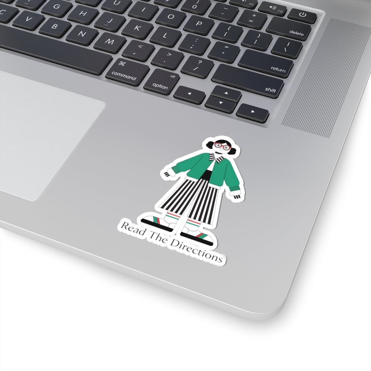 Read The Directions Sticker — Retro Girl Character Laptop Sticker
