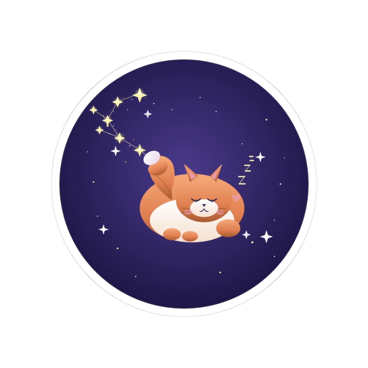 Sleeping Cat Moonlight Sticker — Cute Night Sky Kiss-Cut Decal