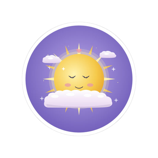 Kawaii Sleeping Sun Kiss-Cut Sticker – Cute Celestial Vinyl Decal for Laptops & Planners