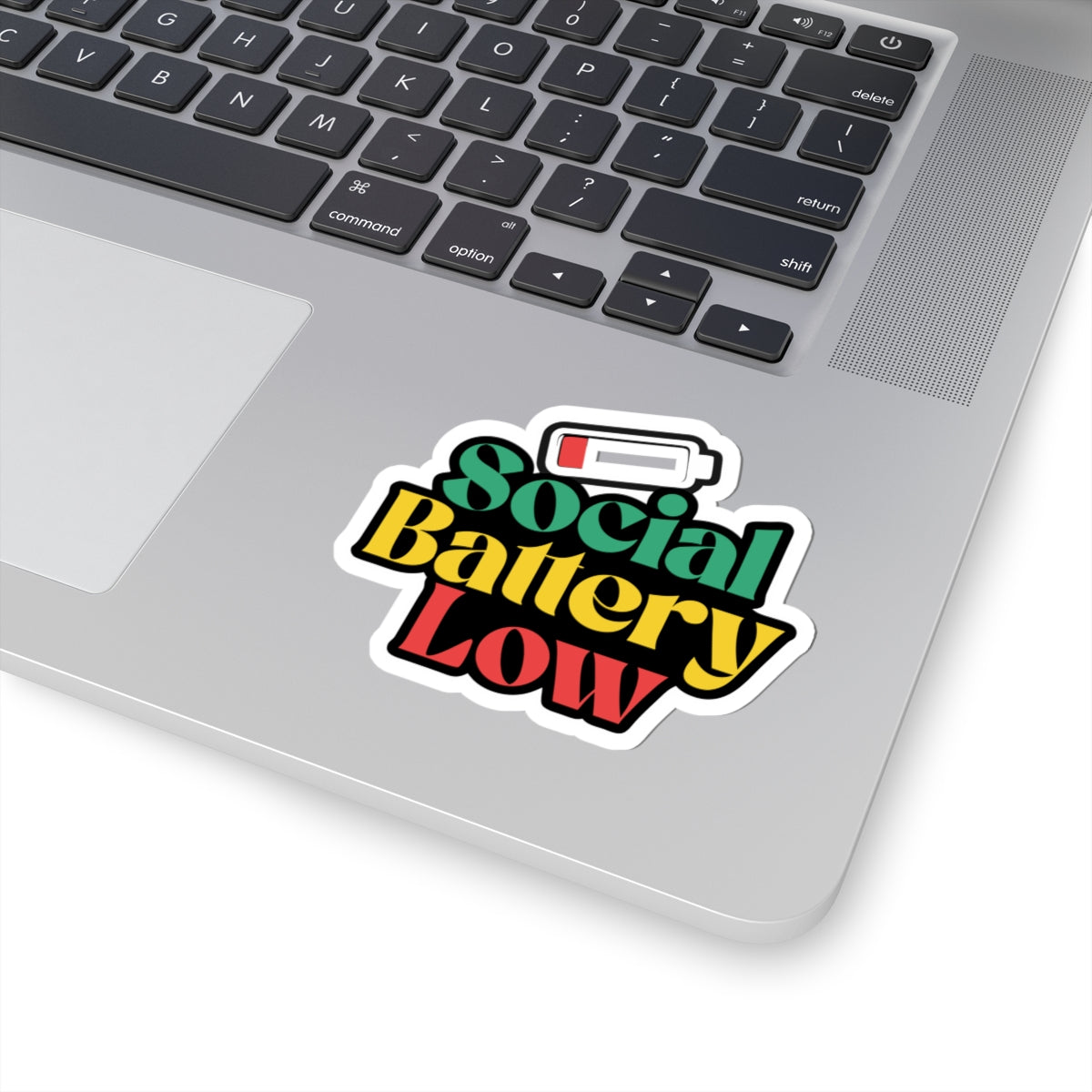 Sticker — "Social Battery Low" Retro Colorful Kiss-Cut Sticker