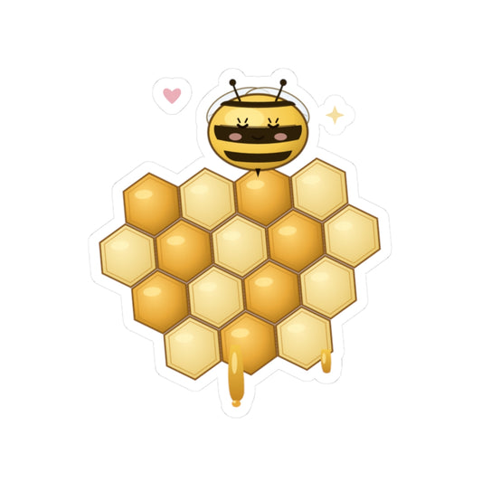 Bee Honeycomb Sticker — Cute Kiss-Cut Laptop Decal