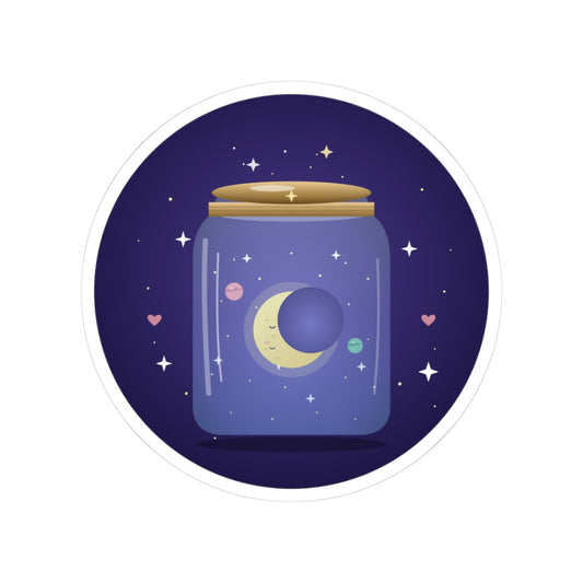 Celestial Moon Jar Sticker — Kiss-Cut Vinyl Sticker