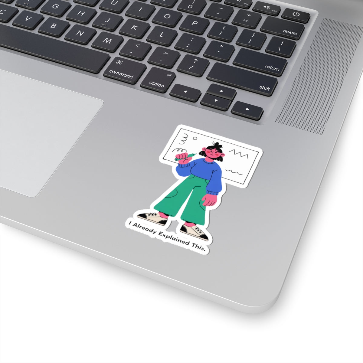 Kiss-Cut Sticker — 'I Already Explained This' Teacher/Professor Humor Laptop Decal
