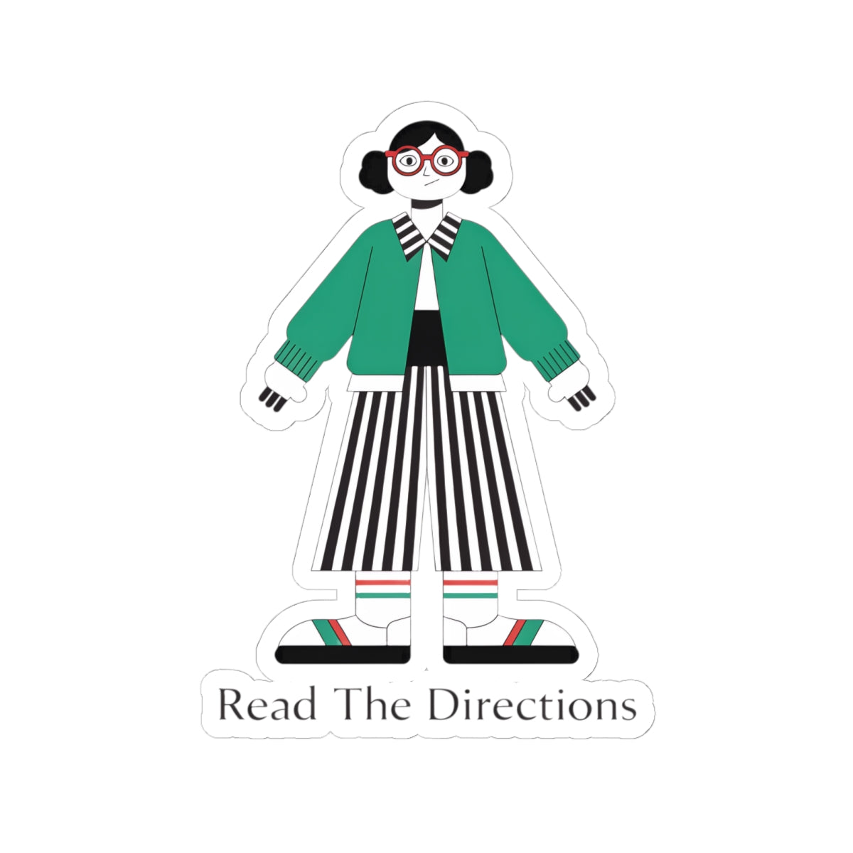 Read The Directions Sticker — Retro Girl Character Laptop Sticker