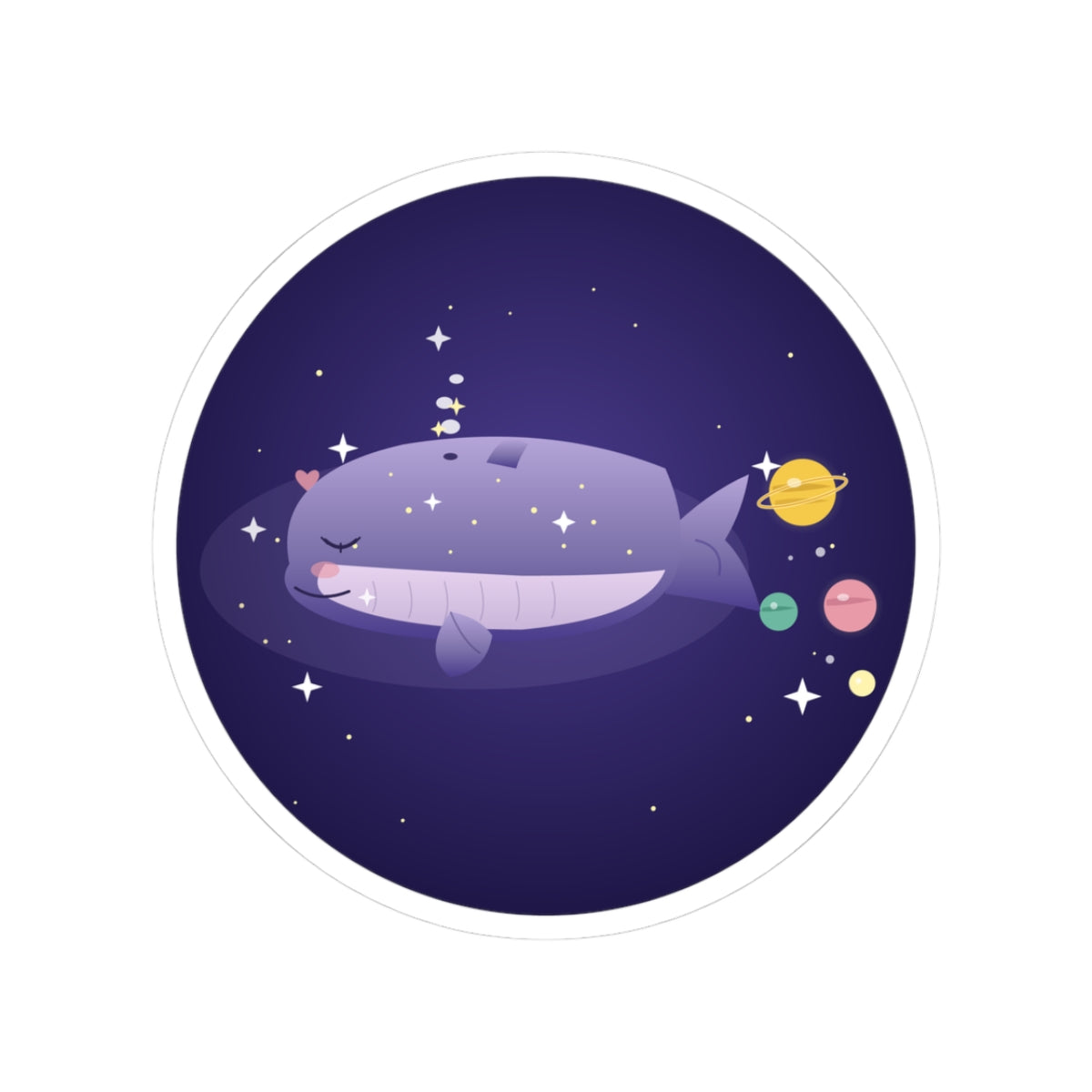 Space Whale Kiss-Cut Sticker — Cute Galaxy Laptop Decal
