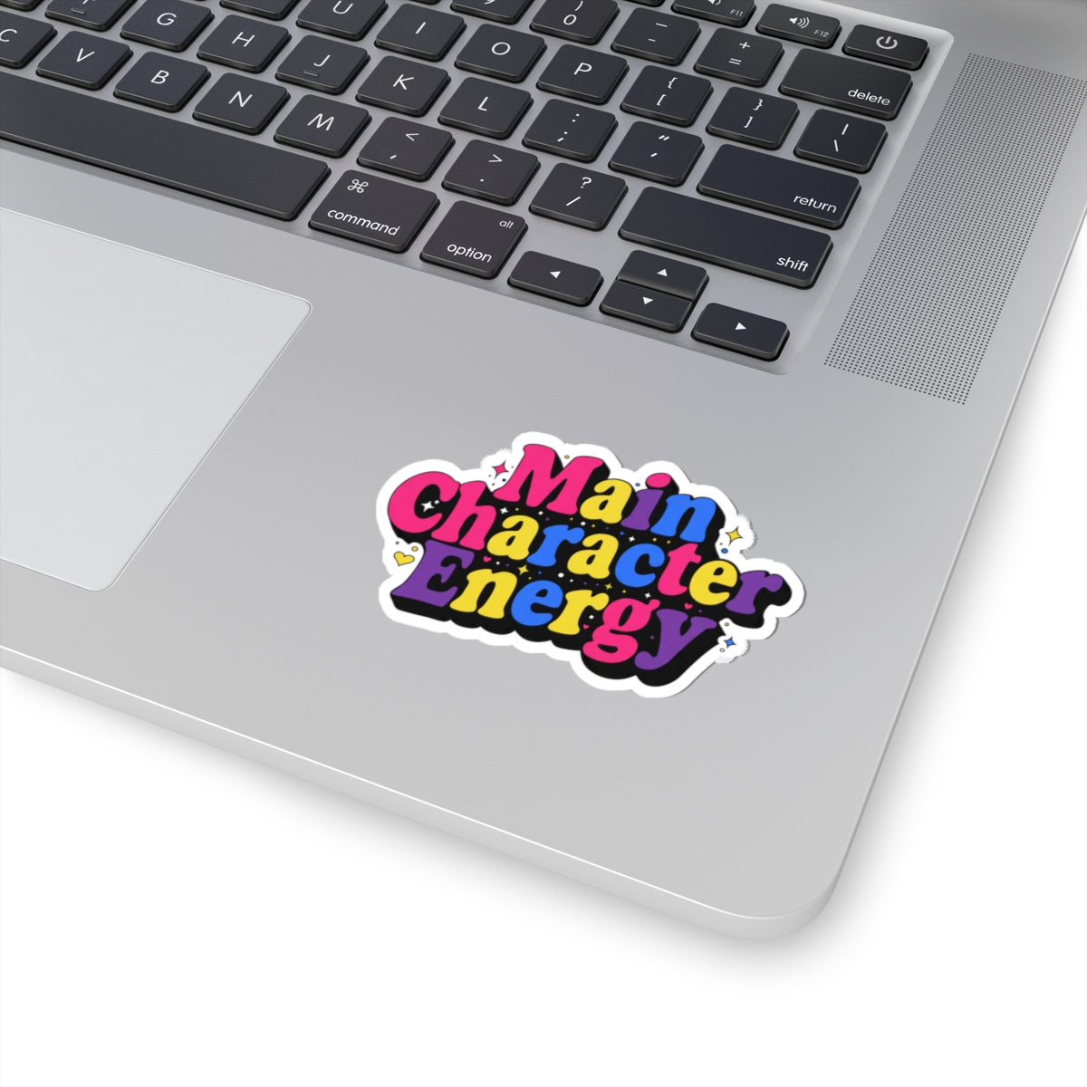 Main Character Energy Kiss-Cut Sticker — Colorful Retro Badge for Laptops & Journals