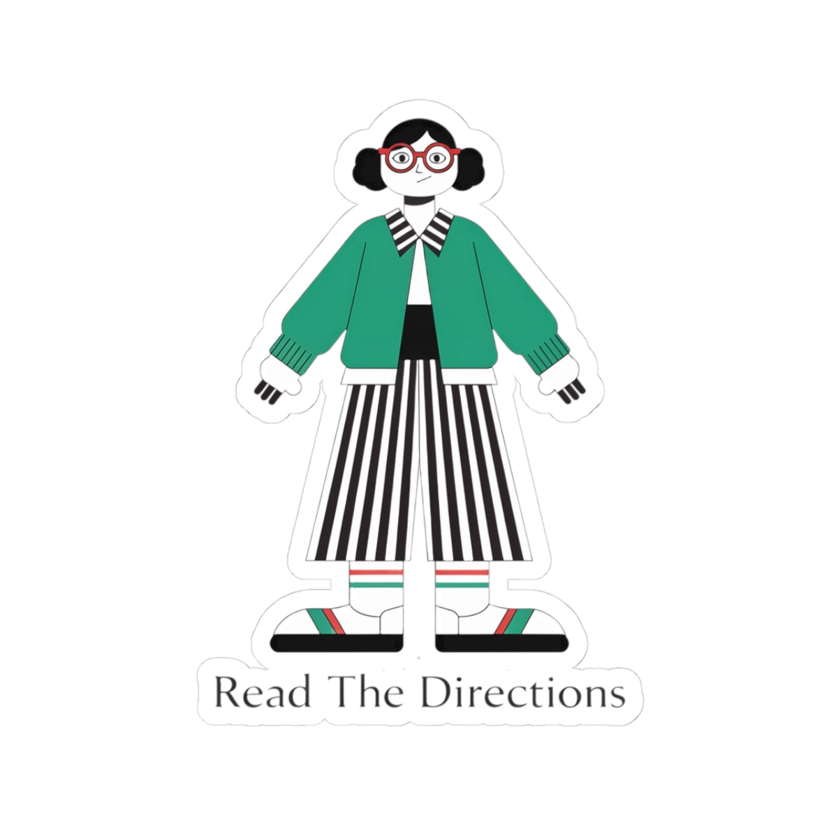 Read The Directions Sticker — Retro Girl Character Laptop Sticker