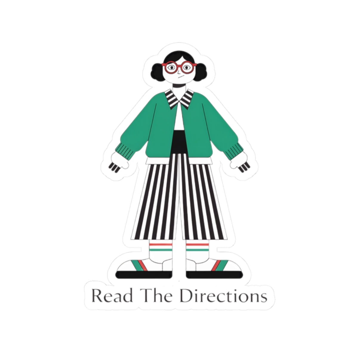 Read The Directions Sticker — Retro Girl Character Laptop Sticker